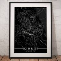 Stadtplan NORDHAUSEN - Just a black Map I Digitaldruck Stadtkarte citymap City Poster Kunstdruck Stadt Karte Bild 1