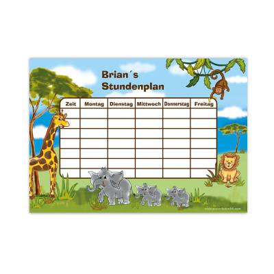 A4 Stundenplan | Afrika Savanne - personalisierbar, optional wiederbeschreibbar