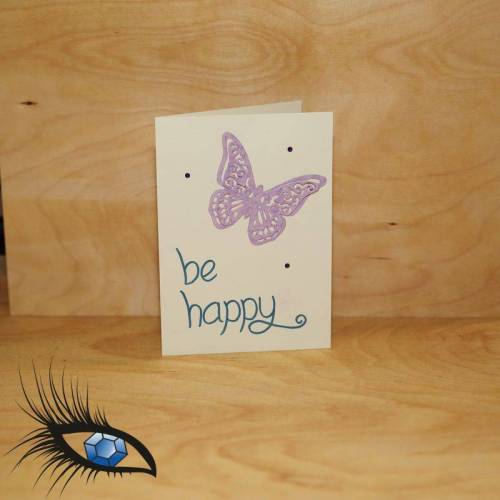 [2019-0393] Klappkarte Motivation "be happy" - handgeschrieben