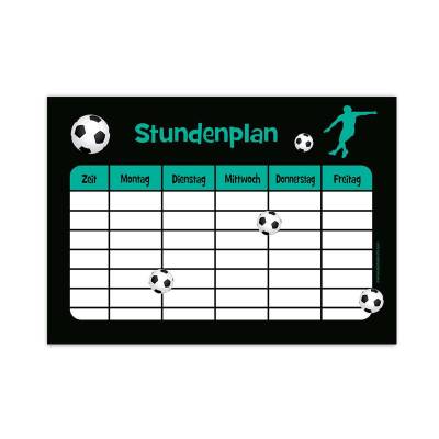 A4 Stundenplan | Fußballspieler türkis - personalisierbar - optional wiederbeschreibbar