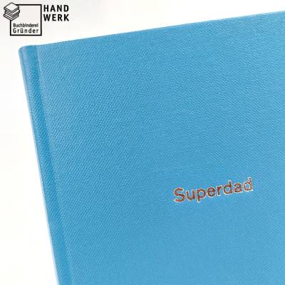 Notizbuch, Superdad, lagune-blau, silber Prägung, DIN A5, 200 Seiten Recyclingpapier