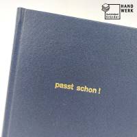 Notizbuch, DIN A5, passt schon, dunkel-blau, 100 Blatt, Gold-Prägung Bild 1