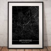 Stadtplan WERNIGERODE - Just a black Map I Digitaldruck Stadtkarte citymap City Poster Kunstdruck Stadt Karte Bild 1