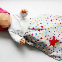 Puppen-Schlafsack bunte Sterne, Schlafsack Frühchen, Fußsack für Babybett,  Puppenfußsack, Schlafsack Sternenkinder Bild 3
