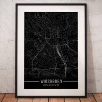 Stadtplan WIESBADEN - Just a black Map I Digitaldruck Stadtkarte citymap City Poster Kunstdruck Stadt Karte Bild 1