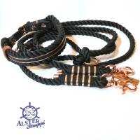Leine Halsband Set schwarz rosegold, für kleinere Hunde, verstellbar Bild 1