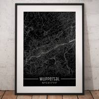 Stadtplan WUPPERTAL - Just a black Map I Digitaldruck Stadtkarte citymap City Poster Kunstdruck Stadt Karte Bild 1