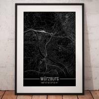 Stadtplan WÜRZBURG - Just a black Map I Digitaldruck Stadtkarte citymap City Poster Kunstdruck Stadt Karte Bild 1