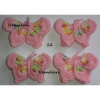 4 gehäkelte rosa  Schmetterlinge * zum Dekorieren * als Streudeko * zum Aufnähen Bild 1
