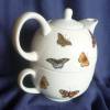 Teekanne mit Tasse als Set Schmetterlinge,Tee,Frühstück,Unikat Bild 7
