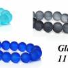 85 Perlen, Glasperlen,  Schmuckperlen,  matt, 11mm, dunkelgrau, türkis, blau Bild 5