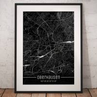 Stadtplan OBERHAUSEN - Just a black Map I Digitaldruck Stadtkarte citymap City Poster Kunstdruck Stadt Karte Bild 1