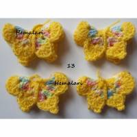 4 gehäkelte gelbe  Schmetterlinge * zum Dekorieren * als Streudeko * zum Aufnähen Bild 1