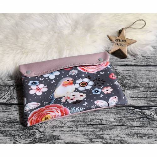 Windeltasche, Wickeltasche aus Jersey und Kunstleder, Kosmetiktasche