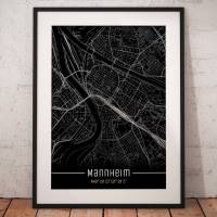 Stadtplan MANNHEIM - Just a Black Map I Digitaldruck Stadtkarte citymap City Poster Kunstdruck Stadt Karte Bild 1