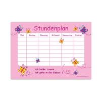 A4 Stundenplan | Schmetterlinge - rosa - personalisierbar, optional wiederbeschreibbar Bild 1