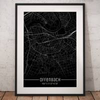 Stadtplan OFFENBACH - Just a black Map I Digitaldruck Stadtkarte citymap City Poster Kunstdruck Stadt Karte Bild 1