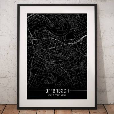 Stadtplan OFFENBACH - Just a black Map I Digitaldruck Stadtkarte citymap City Poster Kunstdruck Stadt Karte