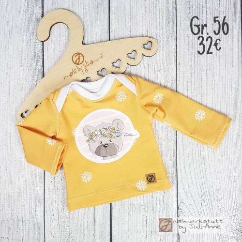 Mädchen Baby Langarm Shirt Oberteil Kleiner Bär Gr. 56
