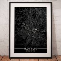 Stadtplan OLDENBURG - Just a black Map I Digitaldruck Stadtkarte citymap City Poster Kunstdruck Stadt Karte Bild 1