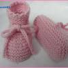 Gestrickte Babyschuhe in Rosa aus Wolle (Merino) Bild 4