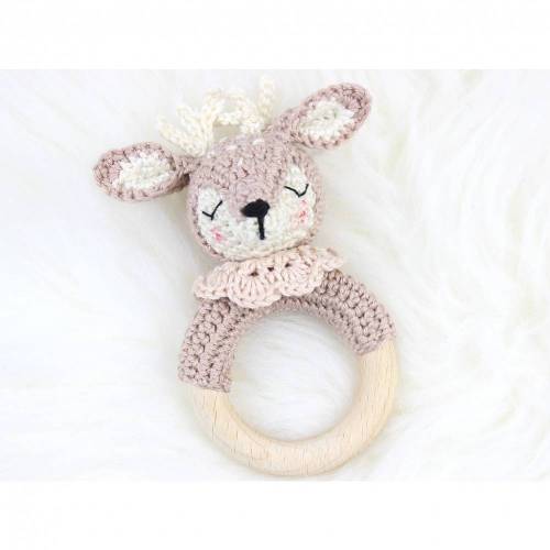 Babyrassel Beißring Greifling "Rentier"