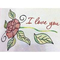 Stickdatei für den Valentinstag  "  Rose  -  I love you  "  bitte Format auswählen Bild 1