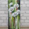 WHITE FLOWERS 20cm x 50cm - abstraktes Acrylgemälde mit weißen Blüten auf Leinwand Bild 2