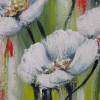 WHITE FLOWERS 20cm x 50cm - abstraktes Acrylgemälde mit weißen Blüten auf Leinwand Bild 3