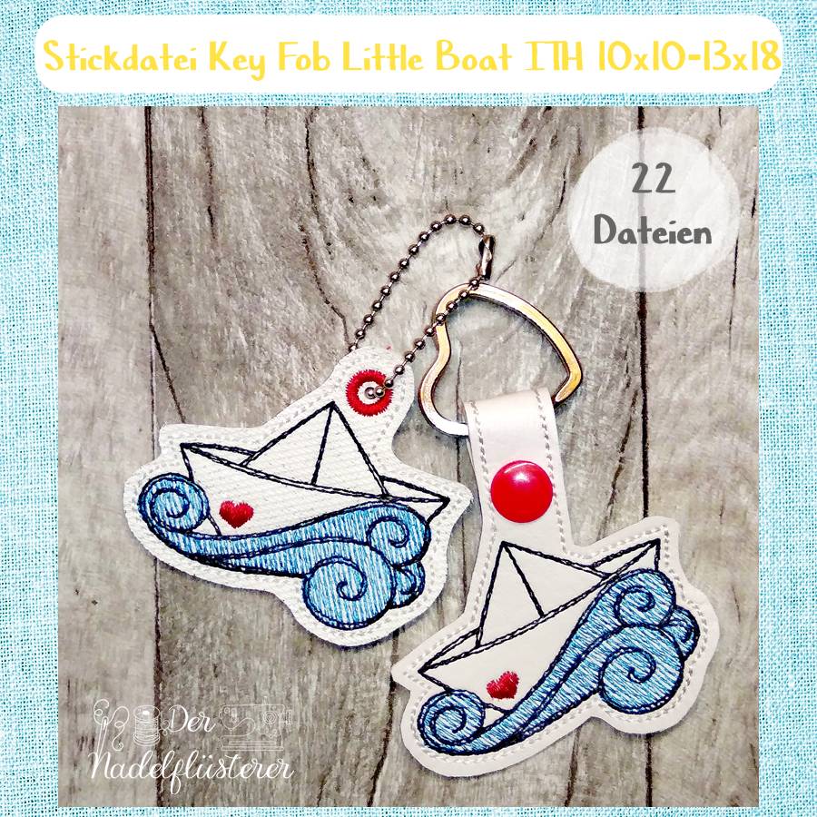 Digitale Stickdatei "Key Fob Little Boat ITH" für den 10x10-13x18cm (4x4-5x7") Stickrahmen Bild 1