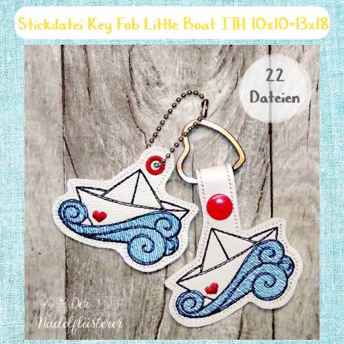 Digitale Stickdatei "Key Fob Little Boat ITH" für den 10x10-13x18cm (4x4-5x7") Stickrahmen