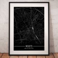 Stadtplan MOERS - Just a black Map I Digitaldruck Stadtkarte citymap City Poster Kunstdruck Stadt Karte Bild 1