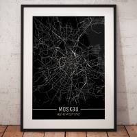 Stadtplan MOSKAU - Just a black Map I Digitaldruck Stadtkarte citymap City Poster Kunstdruck Stadt Karte Bild 1