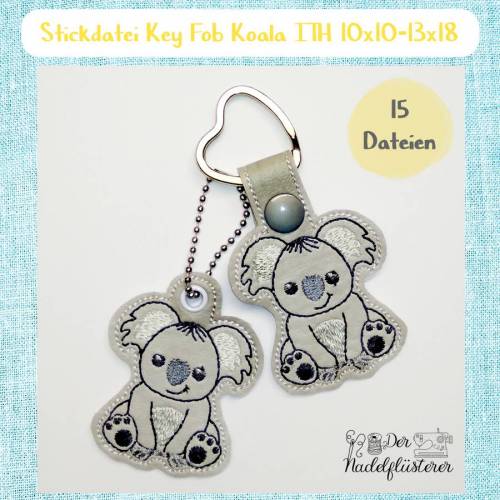 Digitale Stickdatei "Key Fob Koala ITH" für den 10x10-13x18cm (4x4-5x7") Stickrahmen