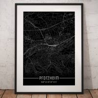 Stadtplan PFORZHEIM - Just a black Map I Digitaldruck Stadtkarte citymap City Poster Kunstdruck Stadt Karte Bild 1