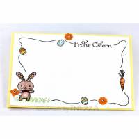 Osterkarte Doodle mit Osterhasen Frohe Ostern gelb-bunt Bild 1