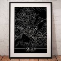 Stadtplan POTSDAM - Just a black Map I Digitaldruck Stadtkarte citymap City Poster Kunstdruck Stadt Karte Bild 1