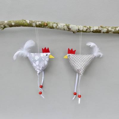 Hühner, Osterdeko, 2 St. Stoffhühner