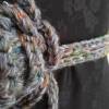 Rosengürtel / Taillenband aus Tweedwolle mit Seide, grau & bunt Bild 3
