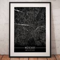 Stadtplan MÜNCHEN - Just a black Map I Digitaldruck Stadtkarte citymap City Poster Kunstdruck Stadt Karte Bild 1