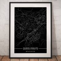 Stadtplan QUEDLINBURG - Just a black Map I Digitaldruck Stadtkarte citymap City Poster Kunstdruck Stadt Karte Bild 1