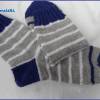 Handgestrickte Wollsocken Socken, grau, blau Bild 4