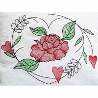 " Rosenherz  /  Herz mit Rose " Valentinstag -  Stickdatei, 3 Größen, bitte Format auswählen Bild 1