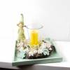 Tischgesteck in grün, mit Windlicht und Kerze, Blumen Elf, Frühlingsdeko, Bild 2