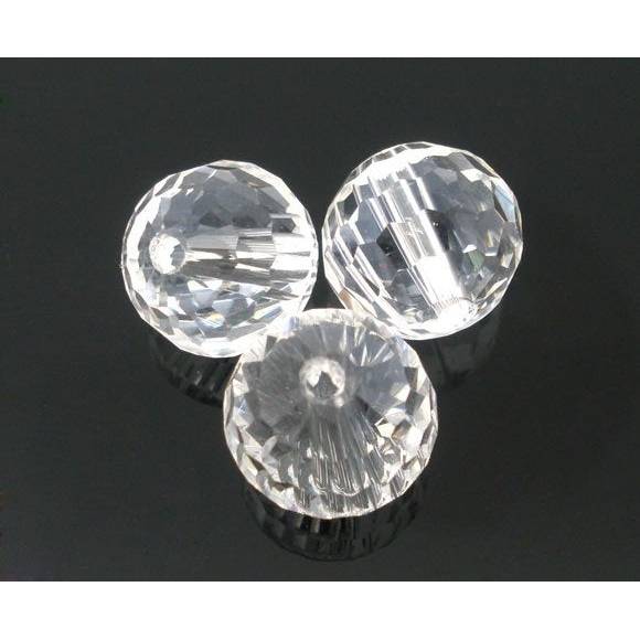 10 FACETTIERTE GLASPERLEN, 10mm ,  Perlen, Schmuckperlen, klar, weiss Bild 1