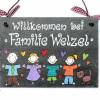 Schieferschild Familienschild Türschild Happy Family Wunschfiguren Bemalt nicht gedruckt Bild 2