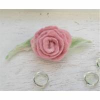 Filzblume zum Anstecken Filzbrosche gefilzte Blume rosa Bild 1