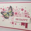 Grußkarte "Be happy" in pink und vanille Bild 2