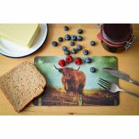 Frühstücksbrettchen Hochlandrind Galloway Rind Schottland Fotografie Brettchen aus Melamin, spülmaschinenfest, Schneidebrett 14 x 23 cm Bild 1