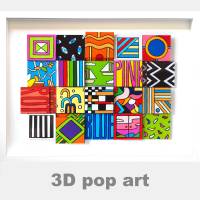bunte 3D pop art bild konstruktion abstrakte kunst personalisierbar geschenk fine art limitiert mixed media Bild 1